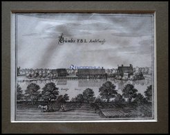 CAMBS, Mit Amtshaus Und See, Kupferstich Von Merian Um 1645 - Litografía