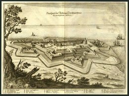 KIEL-FRIEDRICHSORT, Prospect Der Vestung Christian Pries An Der Ostsee, Kupferstich Von Merian Um 1645 - Lithographien