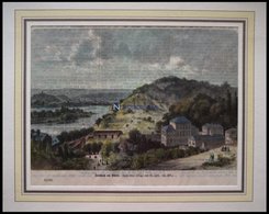 LANDBACH A.RHEIN, Gesamtansicht, Kolorierter Holzstich Nach Zick Um 1880 - Lithographies