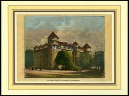 STUTTGART: Das Alte Schloß, Kolorierter Holzstich Von Malte-Brun 1880 - Lithographies