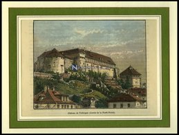 TÜBINGEN: Die Burg, Kolorierter Holzstich Von Clerget Um 1880 - Litografía