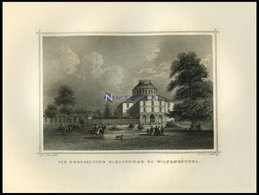 WOLFENBÜTTEL: Die Herzogliche Bibliothek Mit Personenstaffage Im Vordergrund, Stahlstich Von Thies/Kurz Um 1850 - Lithographies
