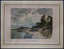 ALSEN, Am Strand, Kolorierter Holzstich Von G.Schönleber Von 1881 - Litografía