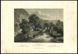 BÜRGLEN/KANTON URI: Geburtsort Von Wilhelm Tell, Gesamtansicht, Sta-St Von Huber Um 1840 - Litografía