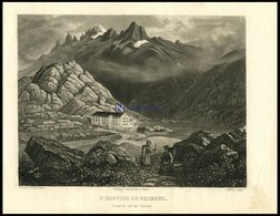 Das Hospital Auf Der GRIMSEL, Stahlstich Von Winterlin/Weber Um 1840 - Litografia