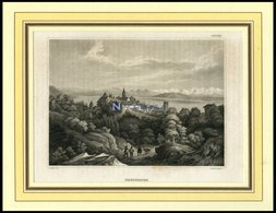 NEUCHATEL, Gesamtansicht, Stahlstich Von B.I. Um 1840 - Lithografieën