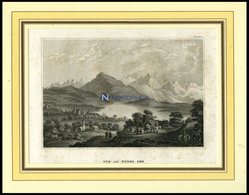 ZUG Am Zuger See, Gesamtansicht, Stahlstich Von B.I. Um 1840 - Litografía