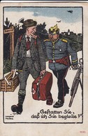 AK Gestatten Sie, Dass Ich Sie Begleite? - Rekrut Mit Soldat - Künstlerkarte Leopold Melke - Humor - Ca. 1910 (45646) - Humor