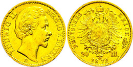 20 Mark, 1872, Ludwig II., Kl. Rf., Ss+., Katalog: J.194 - Other & Unclassified