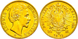 20 Mark, 1872, Ludwig II., Wz. Rf., Ss., Katalog: J.194 Ss - Sonstige & Ohne Zuordnung