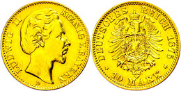 10 Mark, 1875, Ludwig II., Kl. Rf., Poliert, Ss., Katalog: J.196 Ss - Other & Unclassified