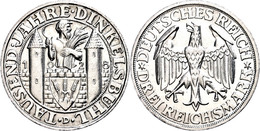 3 Reichsmark, 1928, Dinkelsbühl, Kl. Rf., Vz-st., Katalog: J. 344 Vz-st - Other & Unclassified