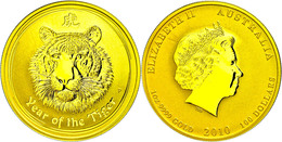 100 Dollars, Gold, 2010, Year Of The Tiger, 1 Unze, KM 1323, In Kapsel, St.  St - Other & Unclassified