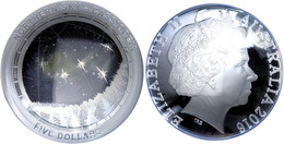 5 Dollars, 2016, Northern Sky - Cassiopeia, 1 Unze Silber, Gewölbt, Coloriert, Etui Mit OVP Und Zertifikat, PP. Auflage  - Other & Unclassified