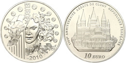1,5 Euro, 2010, Europäische Währungsunion - Gründung Der Abtei Von Cluny, KM 1681, Schön 1095, Im Etui Mit OVP Und Zerti - Other & Unclassified