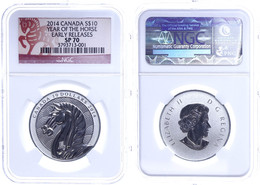 10 Dollars, 2014, Year Of The Horse, In Slab Der NGC Mit Der Bewertung SP70, Early Releases. - Canada