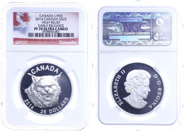 25 Dollars, 2014, Luchs, In Slab Der NGC Mit Der Bewertung PF70 Ultra Cameo, High Relief, Early Releases, Flag Label. - Canada