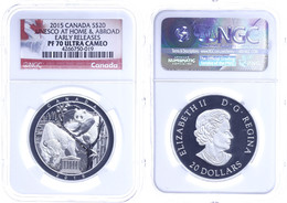 20 Dollars, 2015, Unesco, In Slab Der NGC Mit Der Bewertung PF70 Ultra Cameo, Early Releases, Flag Label. - Canada