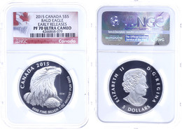 5 Dollars, 2015, Bald Eagle, In Slab Der NGC Mit Der Bewertung PF70 Ultra Cameo, Early Releases, Flag Label. - Canada