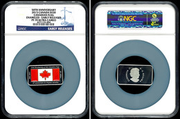 50 Dollars, 2015, Canadian Flag, In Slab Der NGC Mit Der Bewertung PF70 Ultra Cameo, Enamelled Early Releases. - Canada