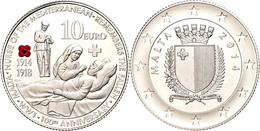 10 Euro, 2014, 100 Jahre I. Weltkrieg, Mit Zertifikat In Ausgabeschatulle, Fingerabdruck, PP.  PP - Malta