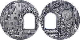 2 Dollars, 2012, Crystal Art - Secrets Of Lichtenstein, 2 Unze Silber, Oxidiert, Etui Mit OVP Und Zertifikat, St. Auflag - Niue