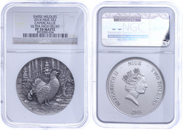 2 Dollars, 2014, Swiss Wildlife-Auerhahn, In Slab Der NGC Mit Der Bewertung PF 70 Matte, Ultra High Relief. - Niue