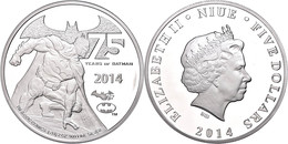 5 Dollars, 2014, 75. Jubiläum Von Batman, 2 Unzen Silber, Etui Mit OVP Und Zertifikat, PP. Auflage Nur 7.500 Stück.  PP - Niue