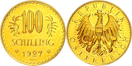 100 Schilling, Gold, 1927, Fb. 520, Kratzer, Vz.  Vz - Oostenrijk