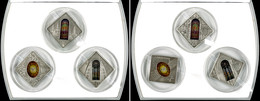 3x 10 Dollars, 2011, Holy Windows - Santiago De Copostela, Stpatricks Kathedrale Und St. Petersdom, Je 50g Silber, Antik - Palau