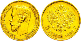 5 Rubel, Gold, 1898, Nikolaus II., Fb. 179, Kl. Rf., Ss-vz.  Ss-vz - Rusland