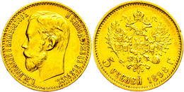 5 Rubel, Gold, 1898, Nikolaus II., Fb. 179, Kl. Rf., Ss-vz.  Ss-vz - Russland