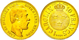 1 Karolin (10 Francs), Gold, 1868, Karl XV., Fb. 92, Vz.  Vz - Zweden