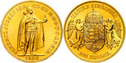 100 Kronen, Gold, 1908, Offizielle Nachprägung, Fb. 249R, St.  St - Ungarn