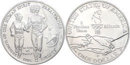 1 Dollar, Silber, 1995, XXVI. Olympische Sommerspiele 1996 In Atlanta-X. Paralympische Sommerspiele 1996 In Atlanta-1. A - Andere & Zonder Classificatie