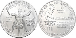 1 Dollar, Silber, 1996, XXVI. Olympische Sommerspiele 1996 In Atlanta-X. Paralympische Sommerspiele 1996 In Atlanta-3. A - Andere & Zonder Classificatie