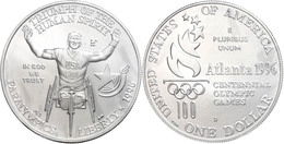 1 Dollar, Silber, 1996, XXVI. Olympische Sommerspiele 1996 In Atlanta-X. Paralympische Sommerspiele 1996 In Atlanta-3. A - Sonstige & Ohne Zuordnung