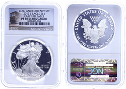 1 Dollar, 2012, S, Silver Eagle, In Slab Der NGC Mit Der Bewertung PF70 Ultra Cameo, Coin And Currency Set, Early Releas - Other & Unclassified