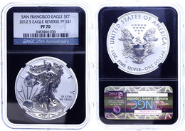 1 Dollar, 2012, S, Silver Eagle, In Slab Der NGC Mit Der Bewertung PF70, Reverse Proof, Black Core. - Andere & Zonder Classificatie