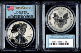 1 Dollar, 2012, S, Silver Eagle, In Slab Der PCGS Mit Der Bewertung PR70, 75. Jahrestag SF Mint Set, Revers Proof, First - Andere & Zonder Classificatie