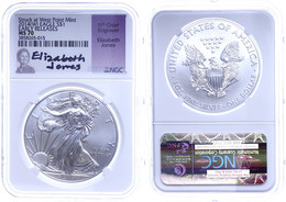 1 Dollar, 2014, Silver Eagle, In Slab Der NGC Mit Der Bewertung MS70, Early Releases, Stuck At West Point Mint, Elizabet - Andere & Zonder Classificatie