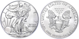 1 Dollar, 2015, W, Silver Eagle, In Slab Der PCGS Mit Der Bewertung MS70, First Day West Point Strike, Gold Foil Label. - Andere & Zonder Classificatie
