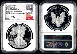 1 Dollar, 2016, W, Silver Eagle, In Slab Der NGC Mit Der Bewertung PF70 Ultra Cameo, First Day Of Issue, White Core, Joh - Andere & Zonder Classificatie