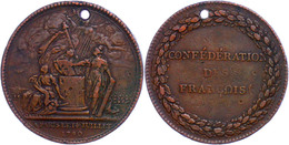 Frankreich, Kupfermedaille (Dm 33 Mm, 16,40g), 1740, Unsigniert. Auf Die Französische Revolution. Av. Schwörende Gallia. - Other & Unclassified