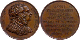 Belgien, Bronzemedaille (Dm 32mm, 20,45g), O.J. (um 1820), Von Gayrard,  Av. Die Büsten Von Henri IV Und Louis XVIII N.  - Other & Unclassified