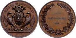 Frankreich, Valenciennes, Bronzemedaille (Dm. Ca. 41,70mm, Ca. 27,21g), 1864, Von Deffaux. Av: Gekröntes Wappen, Links U - Other & Unclassified