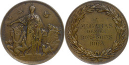 Frankreich, Bronzemedaille (Dm. Ca. 41,70mm, Ca. 35,21g), 1903, Von A Doublemart, Verleihung Der Pariser Tierschutzgesel - Other & Unclassified