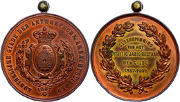Belgien, Kupfermedaille (52mm, 66,30g), 1907, Von F. Baetes. Zum 50 Jährigen Bestehen Der Antwerpische Königliche Gilde  - Andere & Zonder Classificatie