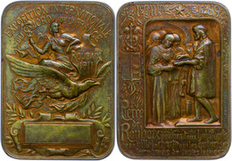 Frankreich, Bronzeplakette (ca. 54x39mm, Ca. 49,94g), 1911, Von Hippolyte, Zur Internationalen Ausstellung In Roubaix. A - Other & Unclassified