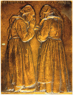 Frankreich, Rechteckige Bronzeplakette (Dm. Ca. 140,85x111,31mm, Ca. 349,40g), 1912, A. Schwab. Av: Zwei Sich Unterhalte - Andere & Zonder Classificatie